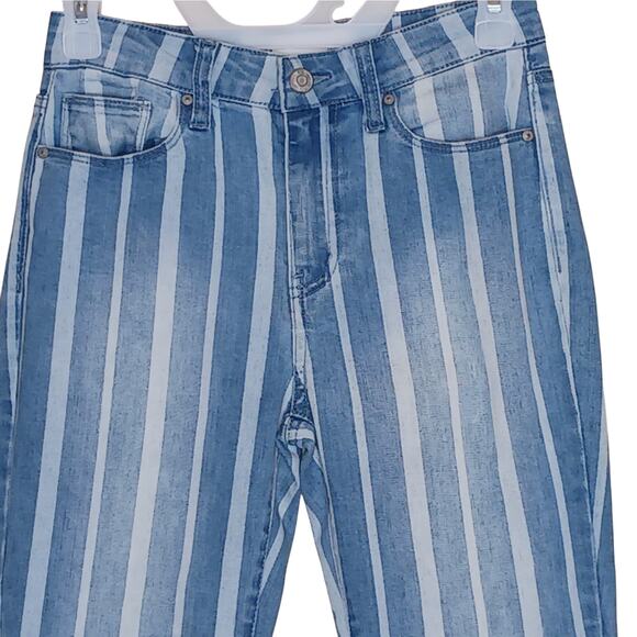 RSQ Jeans Womens Size 0 Blue White Stripe High Rise Ankle Skinny Y2K Coastal - Picture 3 of 12